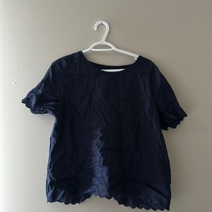 Navy J Crew Linen Top